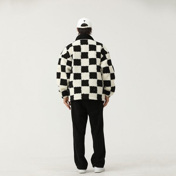 OEM new checkerboard design warm jacket - Image 2