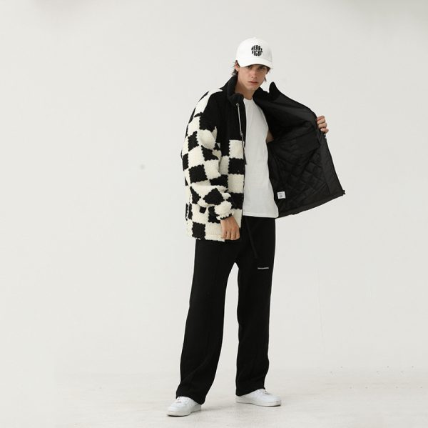 OEM new checkerboard design warm jacket - Image 3