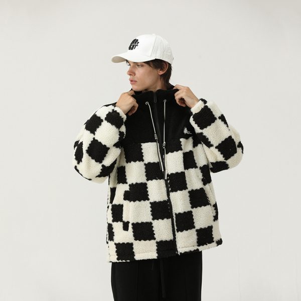 OEM checkerboard design warm jacket