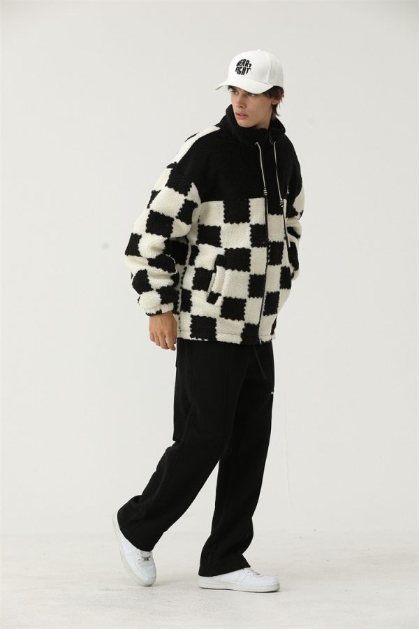 OEM new checkerboard design warm jacket - Image 6