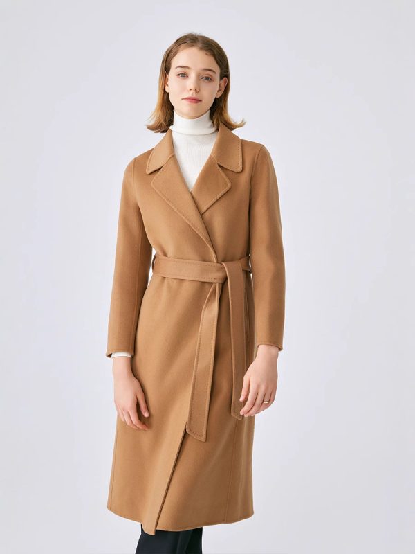 pure cashmere long belted coat - Image 3