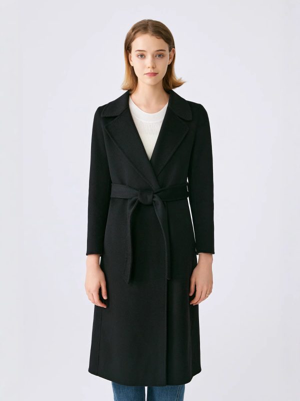 pure cashmere long belted coat - Image 2