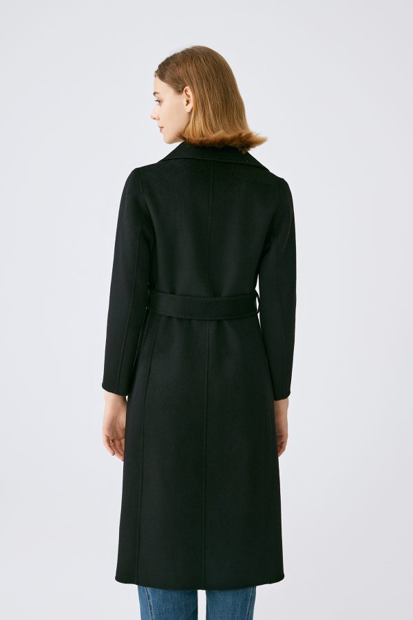 pure cashmere long belted coat
