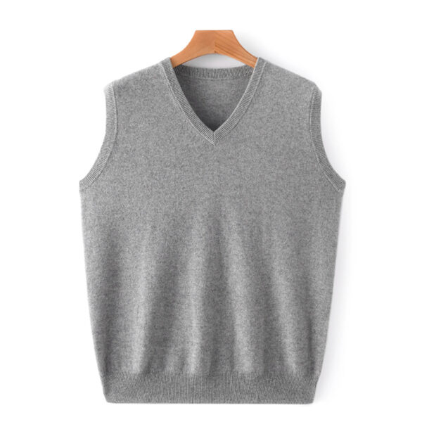 Men’s 100% Pure Cashmere V-Neck Sweater Vest – Luxury Pullover Knit for Autumn - Image 3
