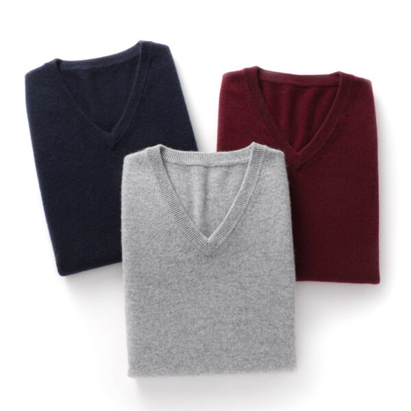 Men’s 100% Pure Cashmere V-Neck Sweater Vest – Luxury Pullover Knit for Autumn - Image 2