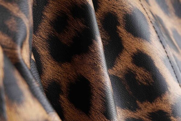 Luxury Leopard Print Genuine Sheepskin Leather Trench Coat for Women - Image 4