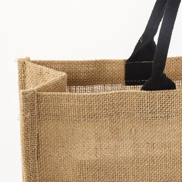 Reusable Printed Jute Tote Bag with Cotton Handles - Image 2