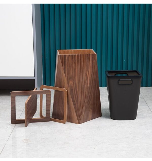 Eco-Friendly Nordic Wooden Trash Can with Inner Bucket - Image 4