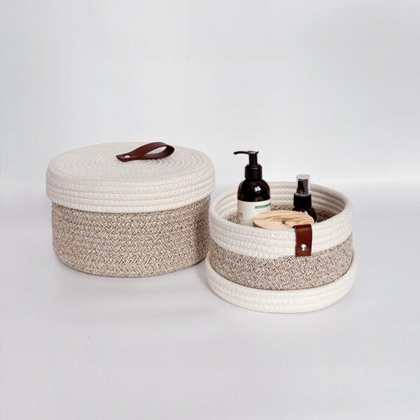 Premium Jute & Cotton Rope Storage Baskets with Lids
