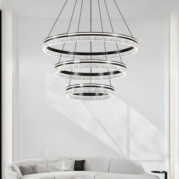 High-Quality Modern 3-Ring Crystal LED Chandelier - Image 2