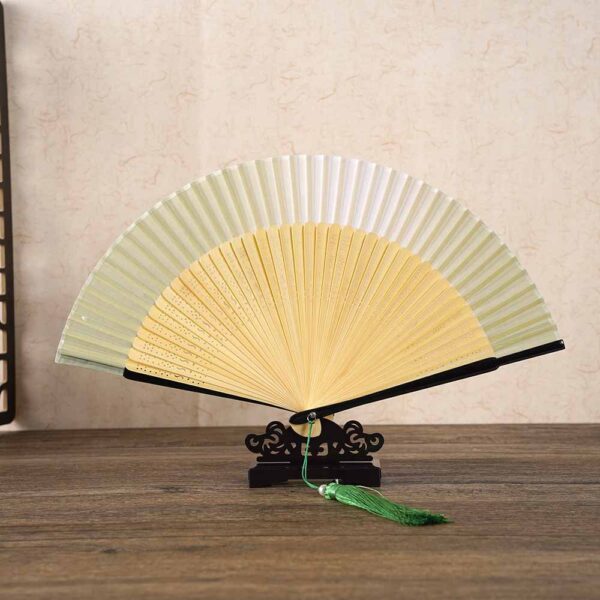 Elegant Handmade Bamboo & Silk Folding Fan – Lightweight Purse-Size Accessory with Tassel - Image 5
