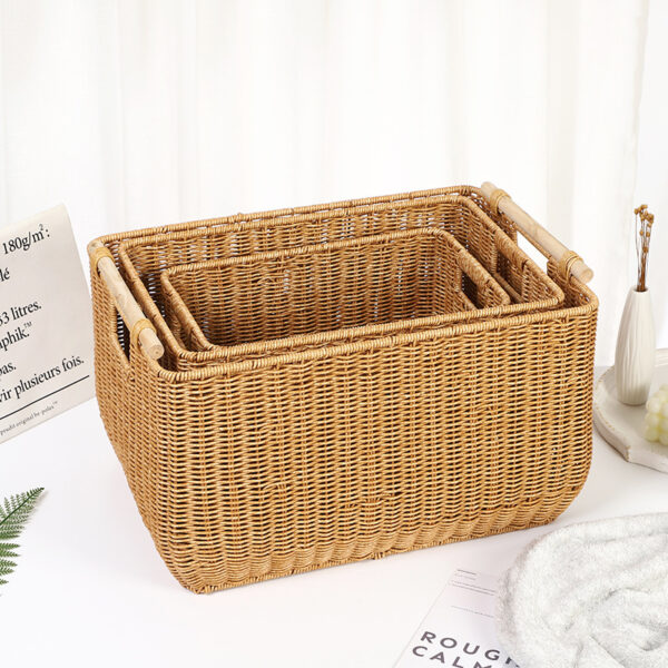 Premium Artificial Rattan Woven Storage Basket with Handles – Durable, Stylish & Multi-Purpose - Image 3