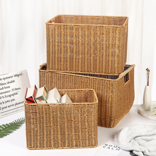 Premium Artificial Rattan Woven Storage Basket with Handles – Durable, Stylish & Multi-Purpose - Image 2