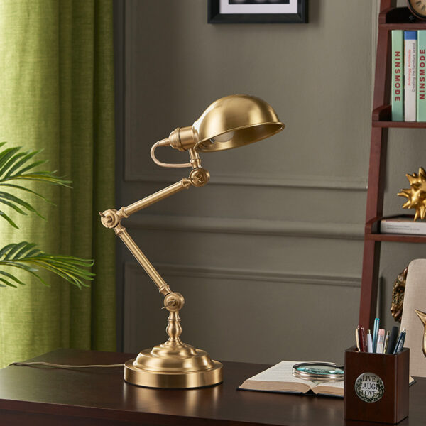 American Retro Brass Bedside & Study Table Lamp – Adjustable Height Vintage Design - Image 3