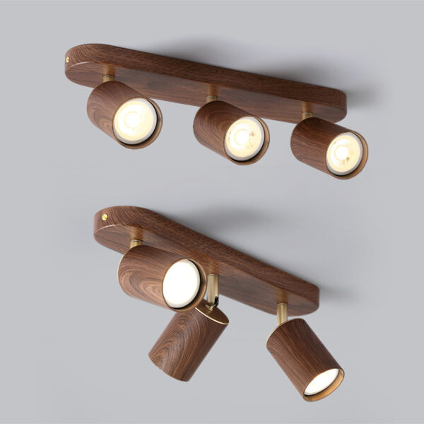 hallway brass walnut spotlights