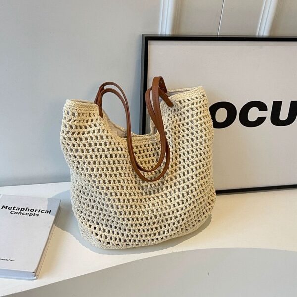 Handwoven Cotton Crochet Summer Tote Bag - Image 4