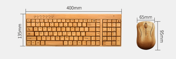 USB Full Bamboo Wireless Keyboard with Mouse