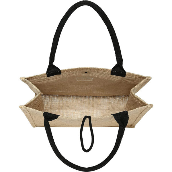 Reusable Printed Jute Tote Bag with Cotton Handles - Image 8