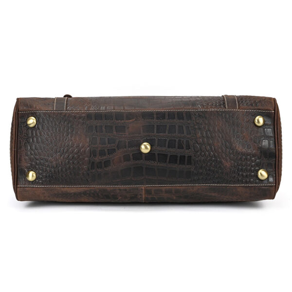 Luxury Crocodile Pattern Cowhide Leather Duffel Bag - Image 14