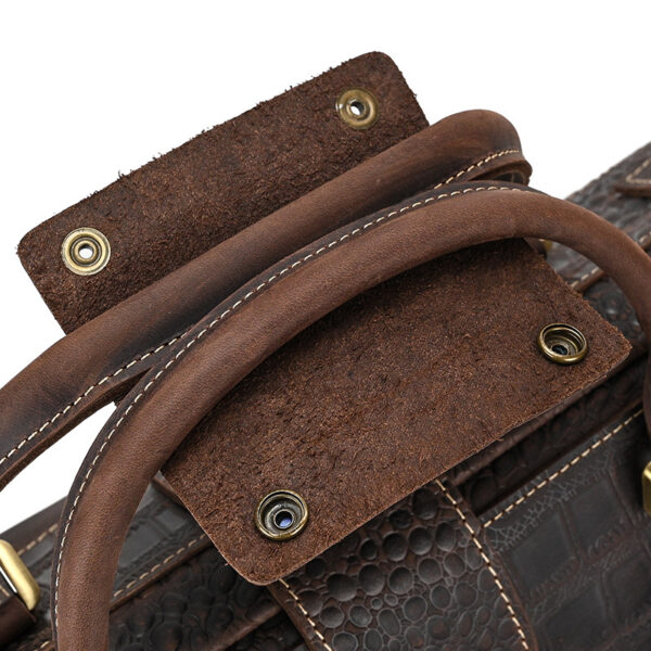 Luxury Crocodile Pattern Cowhide Leather Duffel Bag - Image 6