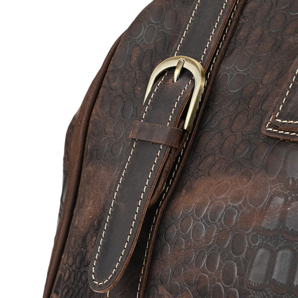 Luxury Crocodile Pattern Cowhide Leather Duffel Bag - Image 15