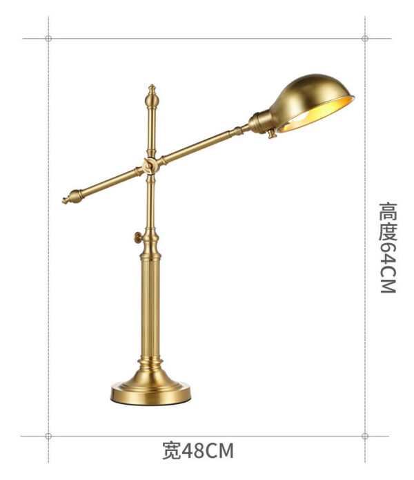 American Retro Brass Bedside & Study Table Lamp – Adjustable Height Vintage Design - Image 5