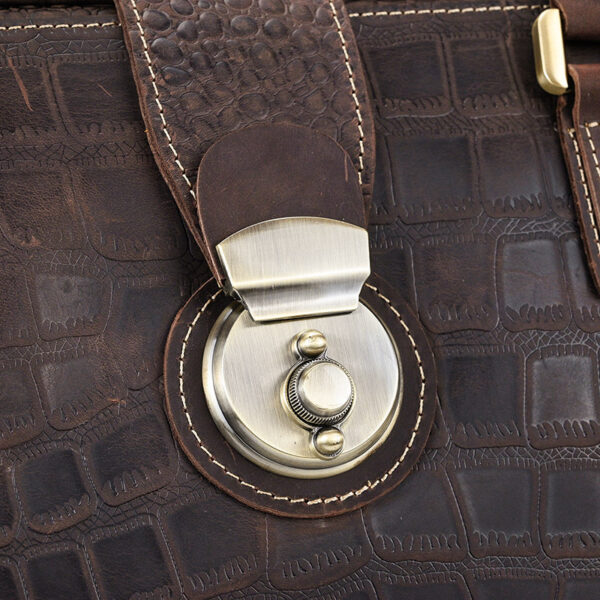 Luxury Crocodile Pattern Cowhide Leather Duffel Bag - Image 17