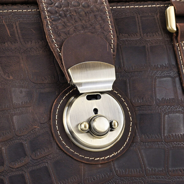 Luxury Crocodile Pattern Cowhide Leather Duffel Bag - Image 8
