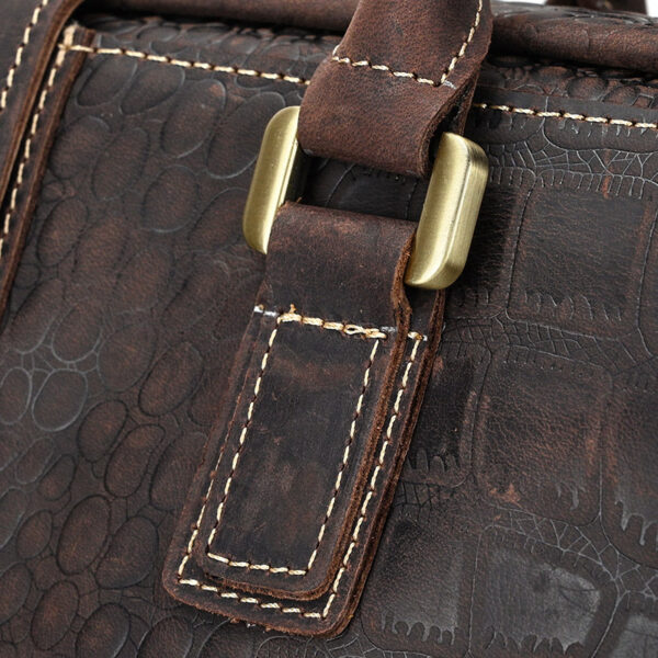 Luxury Crocodile Pattern Cowhide Leather Duffel Bag - Image 10